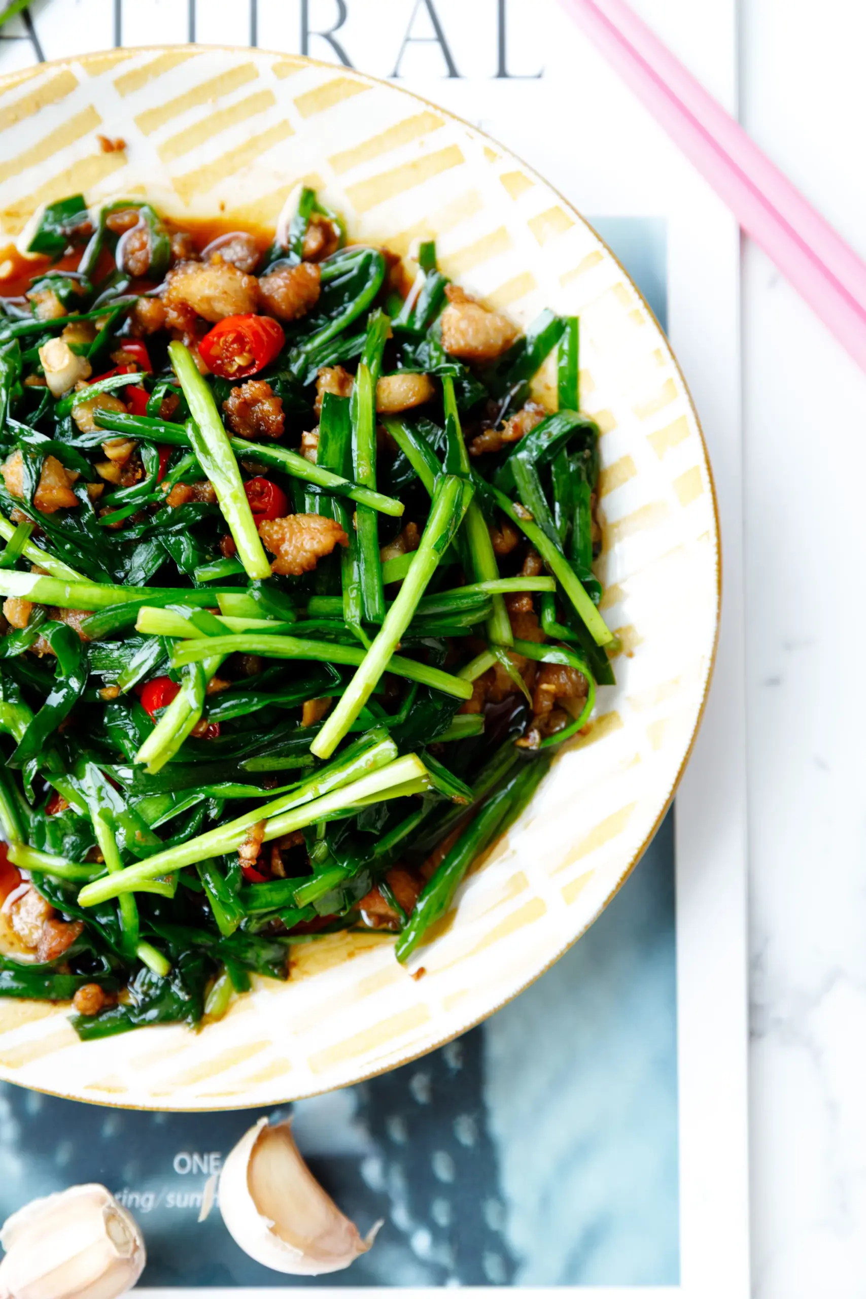 chive and pork belly stir fry| chinasichuanfood.com